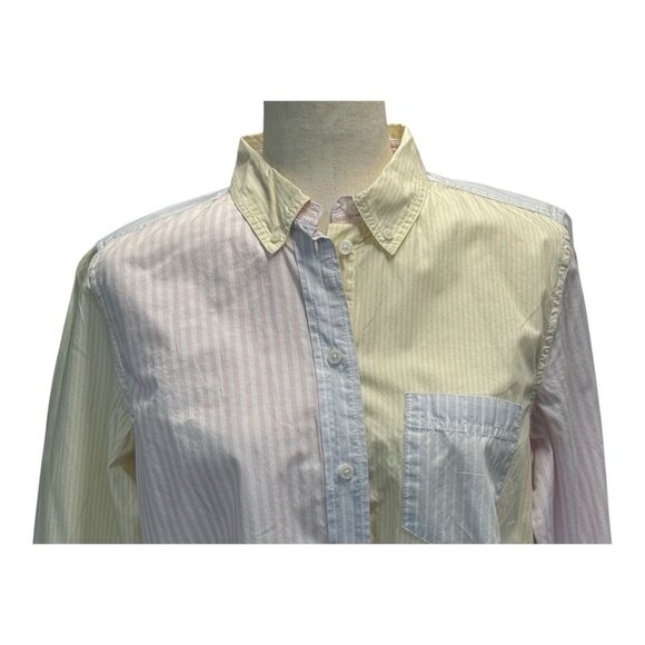 J Crew Womens Classic Fit Poplin Shirt~Size 10~Cocktail Stripe Yellow Top L15 14 - Picture 4 of 13
